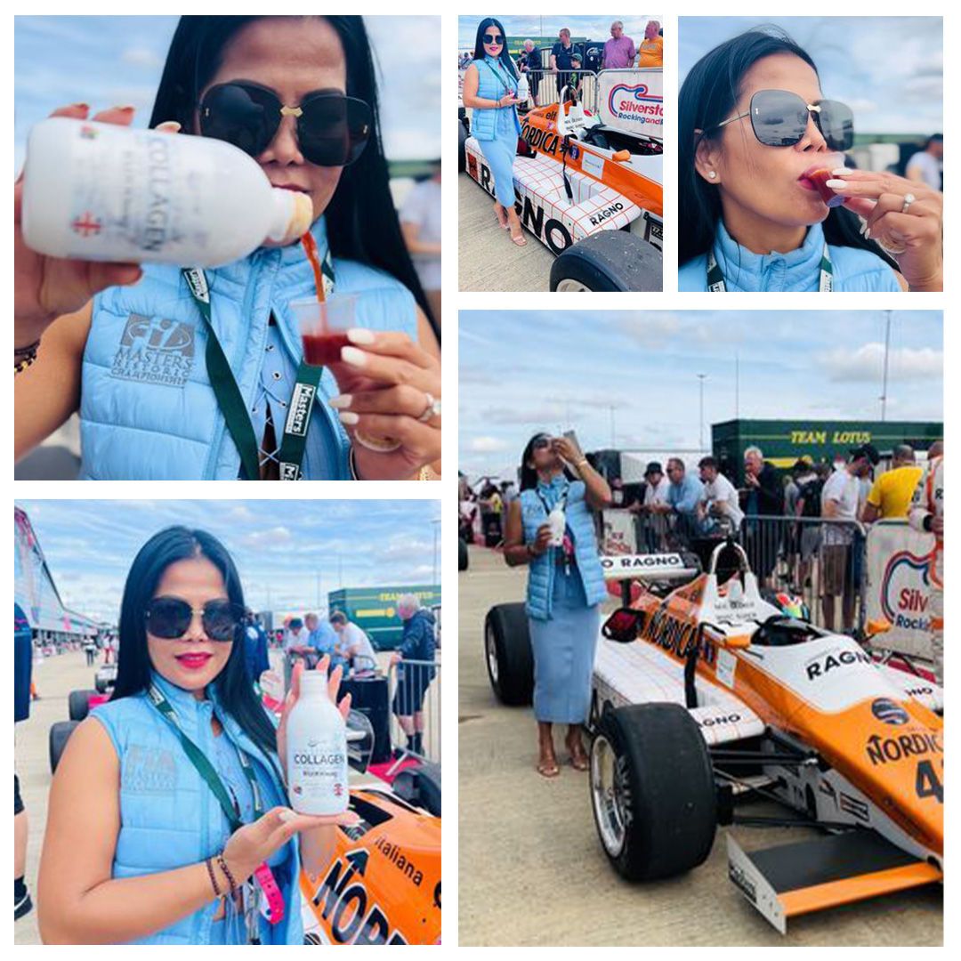 Reverselifeltd's tweet photo. One of our loyal customers Thess, at Silverstone supporting her husband Neil as he races an F1 supercar. Reverse Life collagen supercharges the body, supporting your wellbeing goals, so that you can live life in the fast lane too!
#Silverstone #f1 #ReverseLife #collagen https://t.co/ETSdIzoi1C
