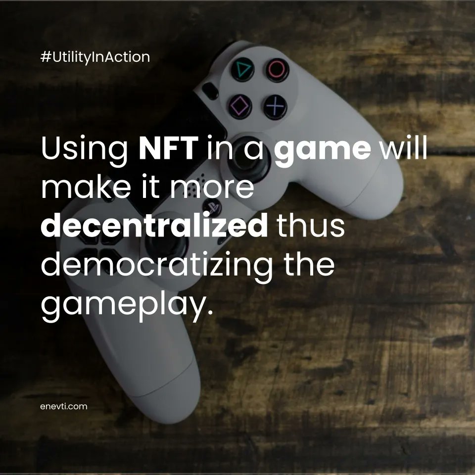 enevtihq's tweet photo. One of the popular NFT Utility is using it in a GameFi . These game is more decentralized because players can trade with each other without a middleman. This fosters a more community-centric game environment that is fun for everyone! What kind of GameFi are you playing right now? https://t.co/341xz45SmG
