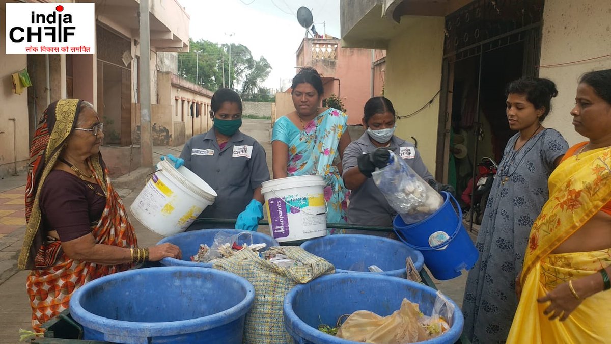 IndiaCHF's tweet photo. CHF India Foundation implements SECO Swachh Koregaon Bhima Abiyan (Since 2016) on Waste Management with community and Koregaon Bhima Gram Panchayat participation#Door to Door waste collection#Wet waste segregation process_#Wet waste composting process https://t.co/o1FV4xdp0R