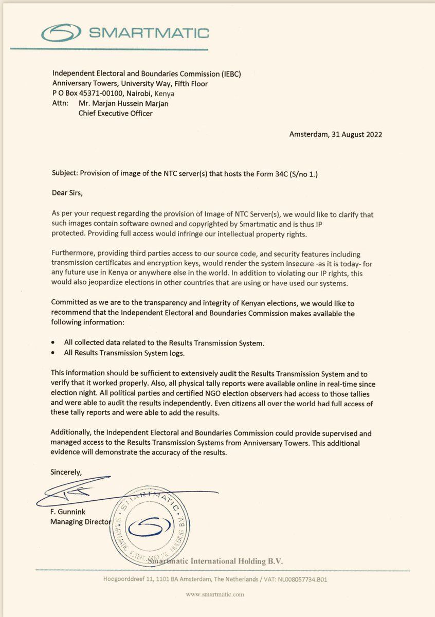 paulinenjoroge's tweet photo. Smartmatic has refused access to servers saying scrutiny infringes their intellectual property rights. We Kenyan tax payers paid top dollar for this service, but we are now being told that it can’t be opened up to us as ordered by our Supreme Court, yet foreigners have access… https://t.co/AHXne42DjT