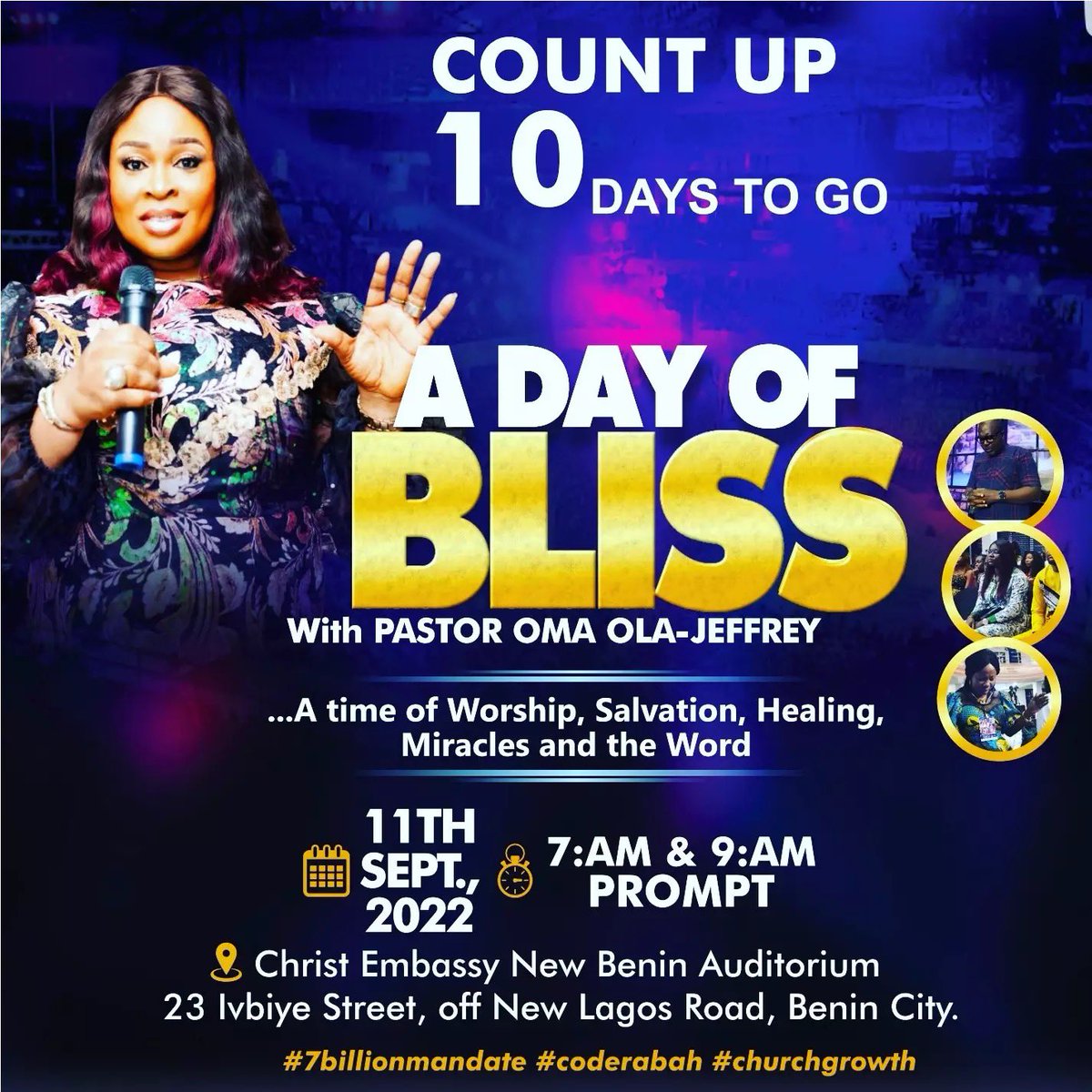 OmaJeffrey's tweet photo. Itβs 10 Days to DAY OF BLISS! Get ready to break forth on the right hand and on the left!πππ
#dayofbliss
#DOBwithPOOJ
#cellministry
#7billionmandate
#soultracker
#ceclfportal
#coderabah
#coderabahactivated
#coderabahmovement
#cenewbenin
#cemidwestzone https://t.co/PtkRxCRXvO