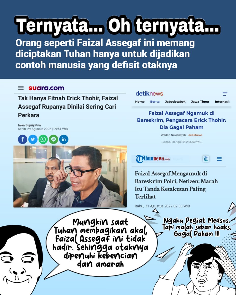 Awan020301's tweet photo. Ada masalah hidup apa sih pak sampe ngefitnah orang ya 😏
#ETDizalimi
Fitnah Faizal Assegaf https://t.co/OJaqisDf2L