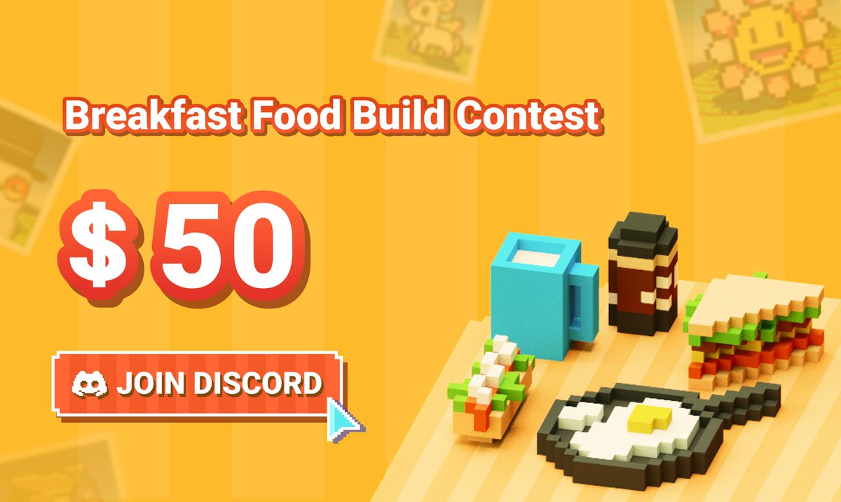 MeStar_Game's tweet photo. 🍳SHOUT OUT TO ALL BREAKFAST LOVERS!!!☕️
🧿Hint: Waffle? A glass of milk? Egg and bacon?
🏆 1st place $30, 2nd place $15, 3rd place $5🏆
🤩 JOIN DISCORD TO COMPETE NOW!!
#Sandbox #indiegame #gameart https://t.co/PCFrNR5ek0