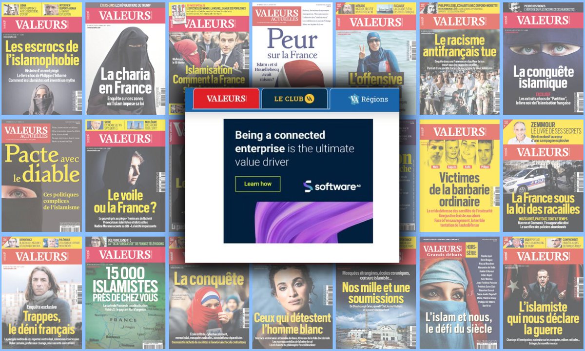 Bonjour <a href="/SoftwareAG_FR/">Software AG France</a>, 
#Dreuz.info est un site de #FakeNews nauséabond. En l'ajoutant à vos listes d'exclusion e-marketing, vous cesseriez d'y apparaître dessus et de le financer à votre insu.
(Et en plus de Dreuz, il y a aussi #ValeursActuelles.com, condamné pour racisme…)