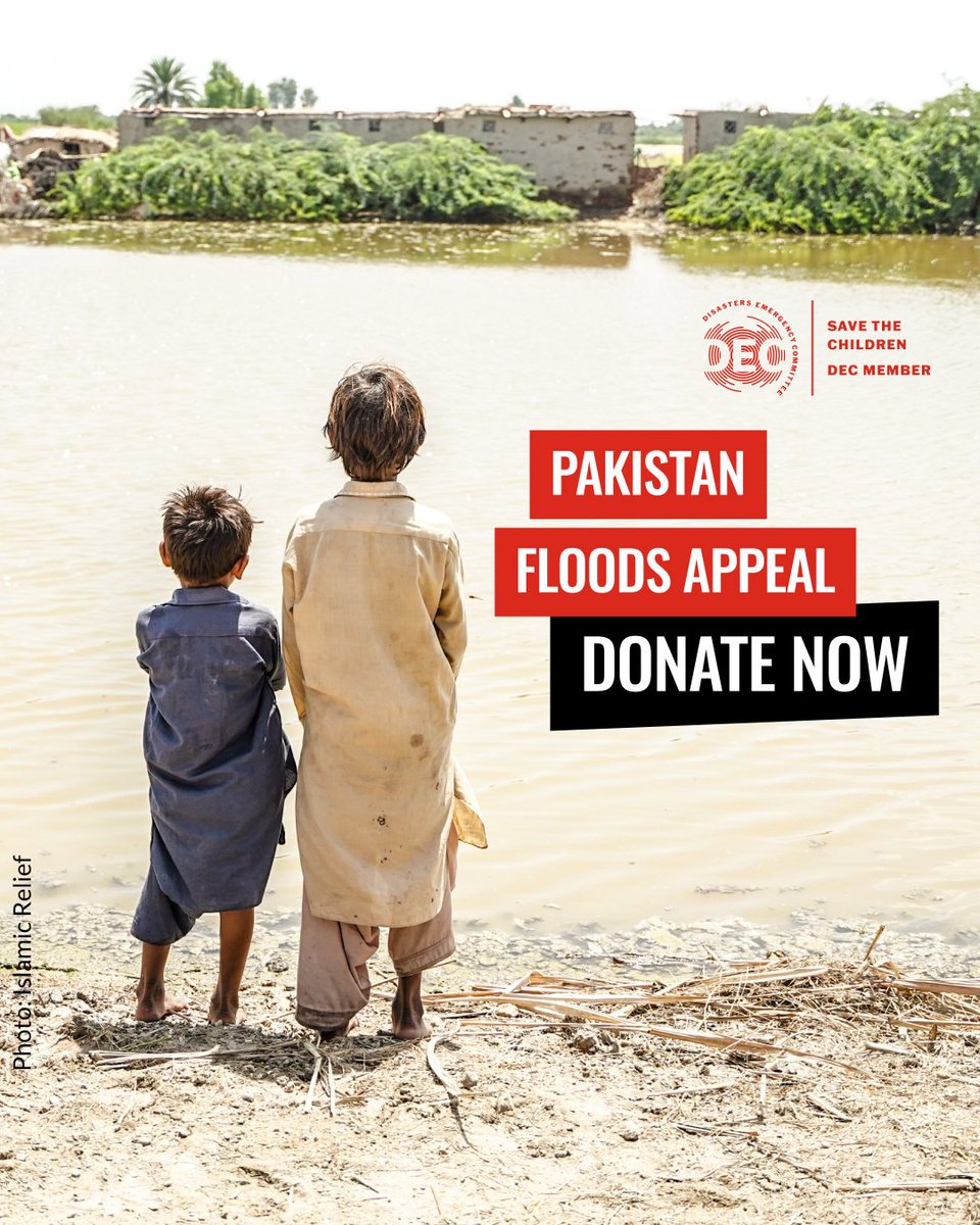 savechildrenuk's tweet photo. Millions of children need urgent help as floods devastate #Pakistan.

Families who have lost their homes desperately need food, clean drinking water, shelter and medical care.

We are working to save lives and keep children safe. 

Donate now: https://t.co/honxdjkl1X @decappeal https://t.co/d8oOIHBTa1