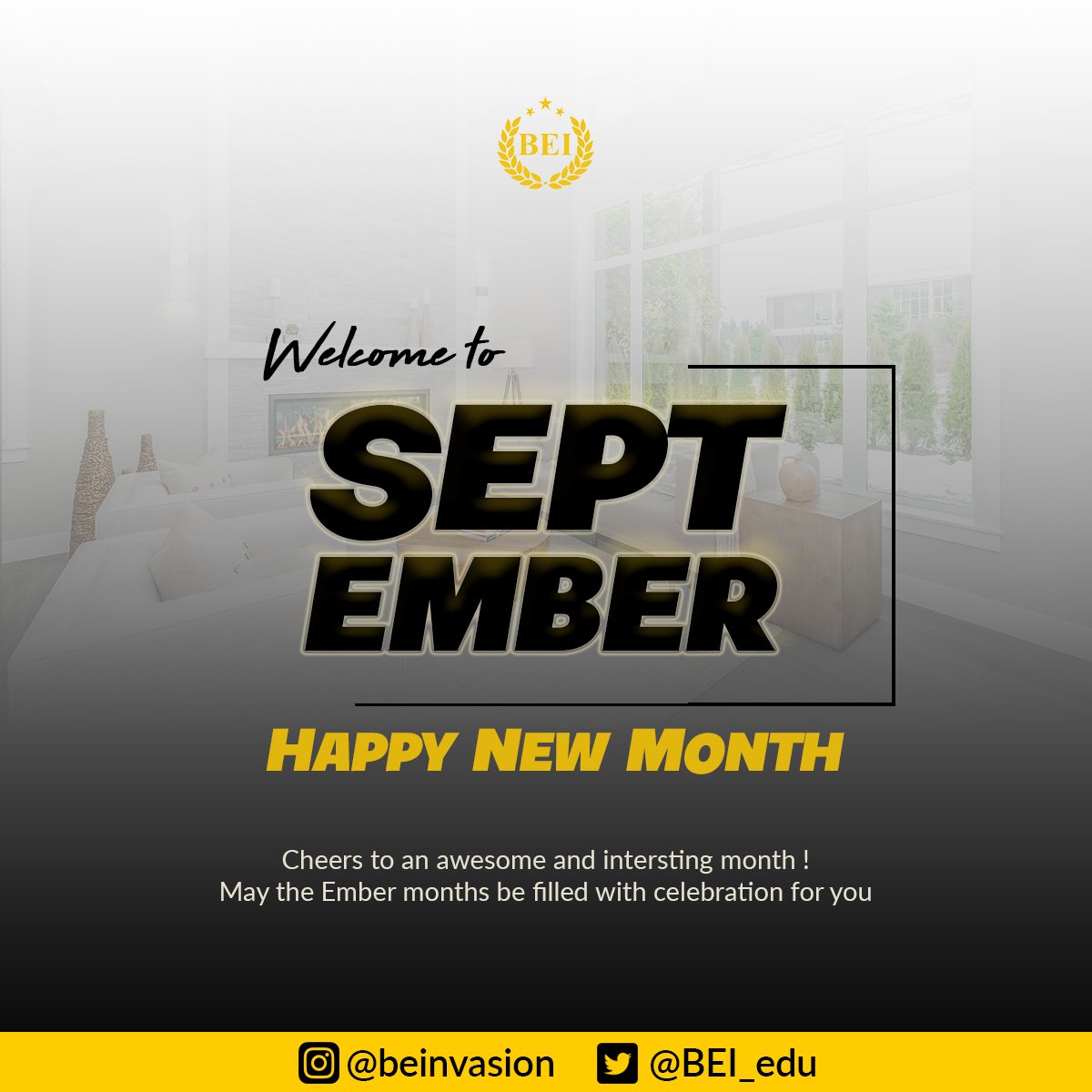 BEI_edu's tweet photo. Welcome to September, may this month bring you untold blessings, rewards and new possibilities.
HAPPY NEW MONTH FROM US.π€
#Blockchaineducationinvasion https://t.co/ncyxDzVENb