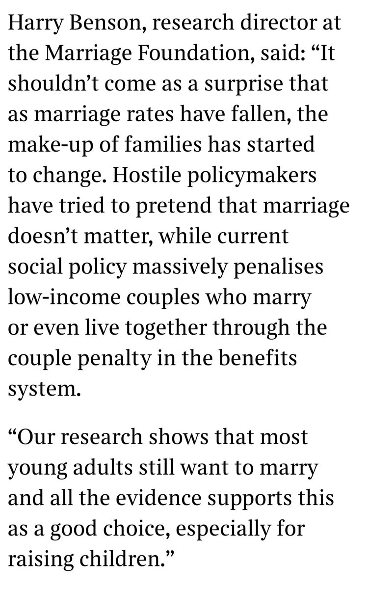 Lead article in today's Times offers a good overview of families in Britain. Let's see if this has any effect on policy and particularly the perverse 'couple penalty' that discourages stable relationships... 
thetimes.co.uk/article/fdf824…