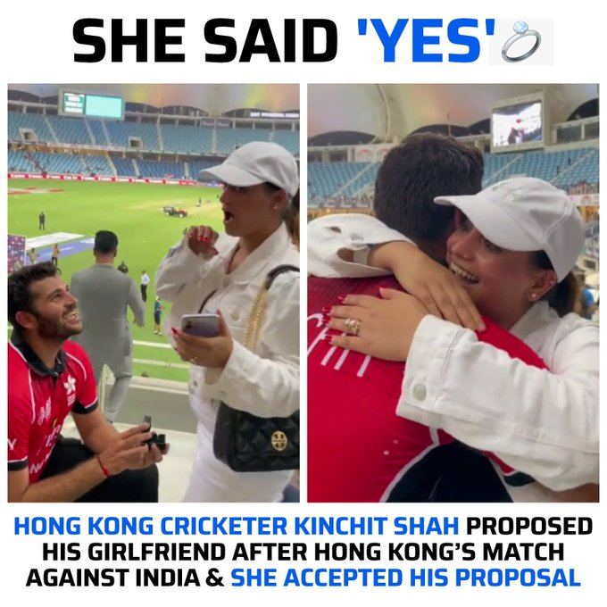 Happiest moment for Hong Kong player #KinchitShah 💍after  match

#AsiaCup2022 #INDvsHK