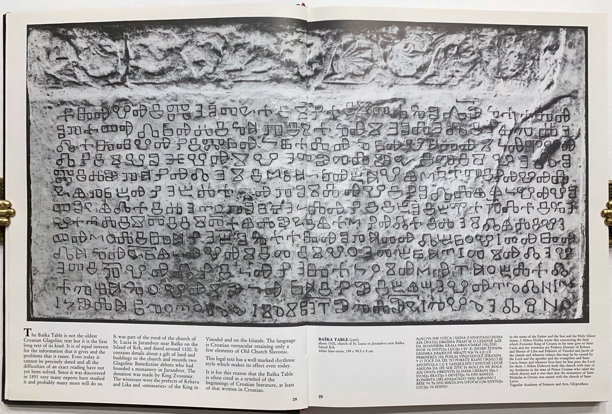 The oldest surviving extensive example of Glagolitic script.

The Baška tablet - a stone slab record...