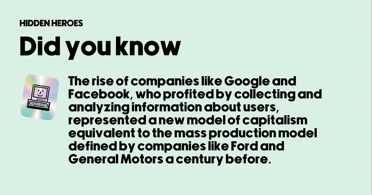 📸 “Surveillance capitalism” is a concept popularized by Harvard professor Shoshana Zuboff—most famously in her 2018 book, The Age of Surveillance Capitalism.
Read more on Hidden Heroes: hubs.ly/Q01gSs750

#hiddenheroes #LouMontulli #cookies #innovation #surveillance