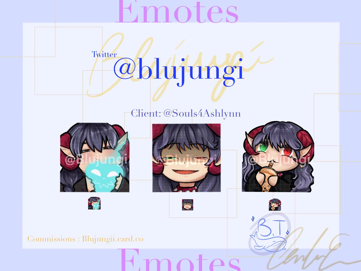 My second emote commission for <a href="/souls4ashlynn/">Ashlynn | A̶s̶h̶t̶o̶r̶e̶t̶h『VTuber』😈👻🌙</a> on Twitch🧋
Thank you so much for working again with me, always have fun and take care 🫶🏻🥰

If you’d like your own emotes, check my website >> blujungii.carrd.co 👋

#VTubers #CommissionsOpen #emergencycommissions #emoteartist