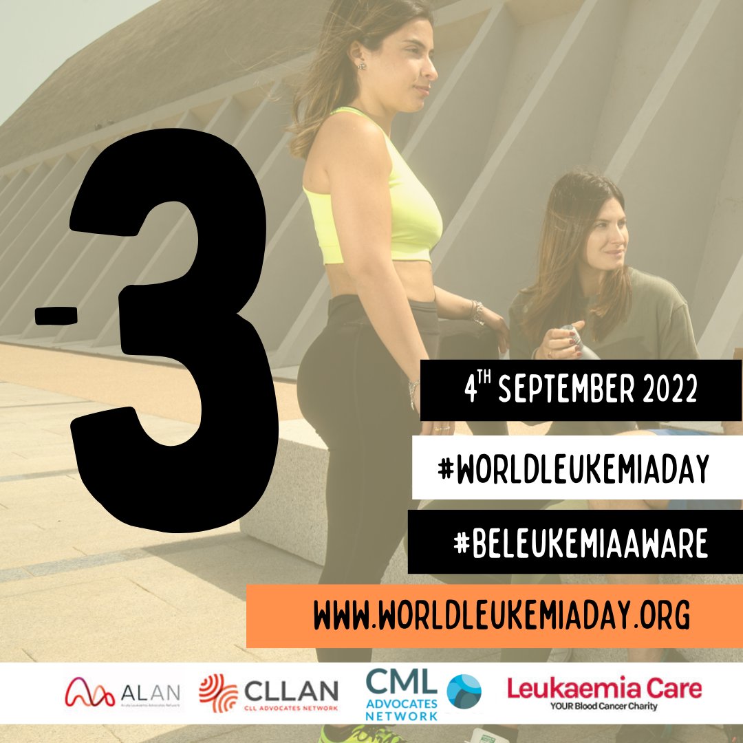 AcuteLeuk's tweet photo. -3️⃣ days to #WLD22
Save the date and follow our profiles to spread awareness!

#BeLeukemiaAware #WorldLeukemiaDay #WLD22 #ALAN #Leukemia #PatientAdvocacy #CMLAN #CLLAN #LeukaemiaCare https://t.co/gOiCSdEiLq