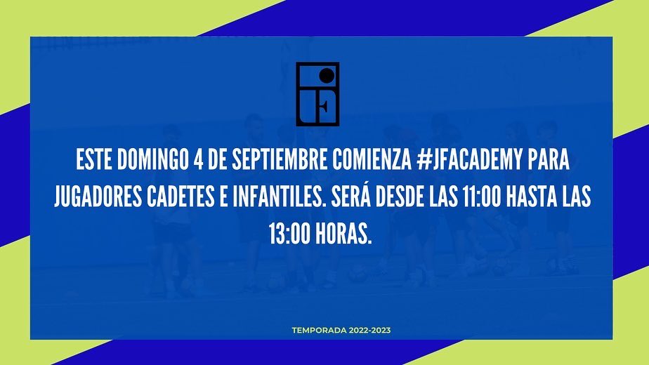JfTecnificacion's tweet photo. 🔵 Este domingo arranca #JFAcademy para jugadores Cadetes e Infantiles ⚽️.

Será desde las 11:00 hasta las 13:00 horas en el Alfredo Cenarriaga (Alcorcón) 🏟.

¡Esto empieza 🚀🚀🚀! https://t.co/z37KYX5k8a