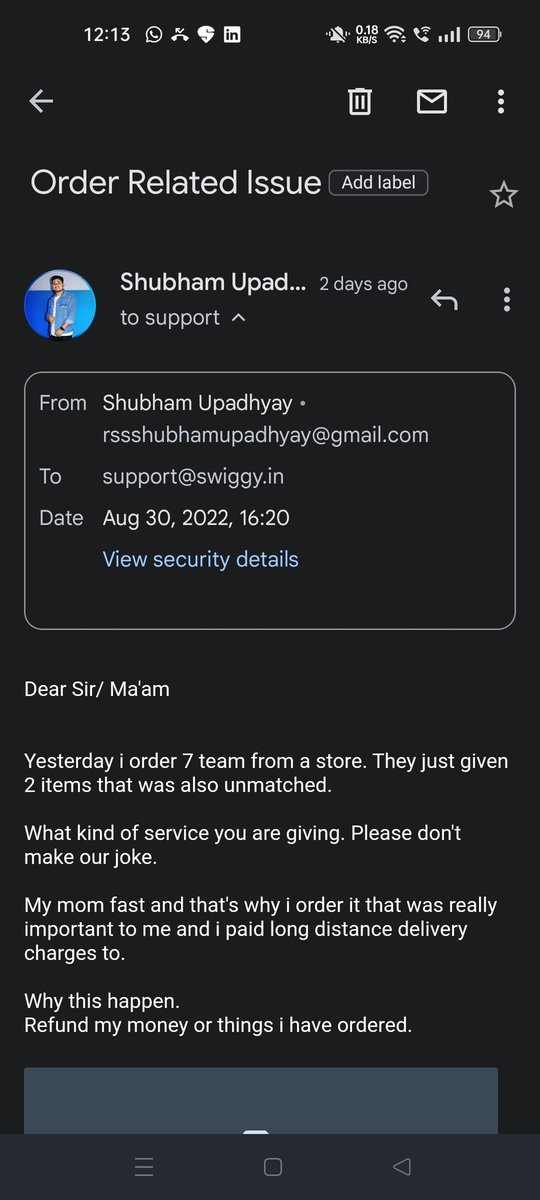 Shub_harsh's tweet photo. @SwiggyCares @Swiggy @ConsumerAffairs @consumerforum_ Do you really care about your users? https://t.co/jGmIqLAMBG