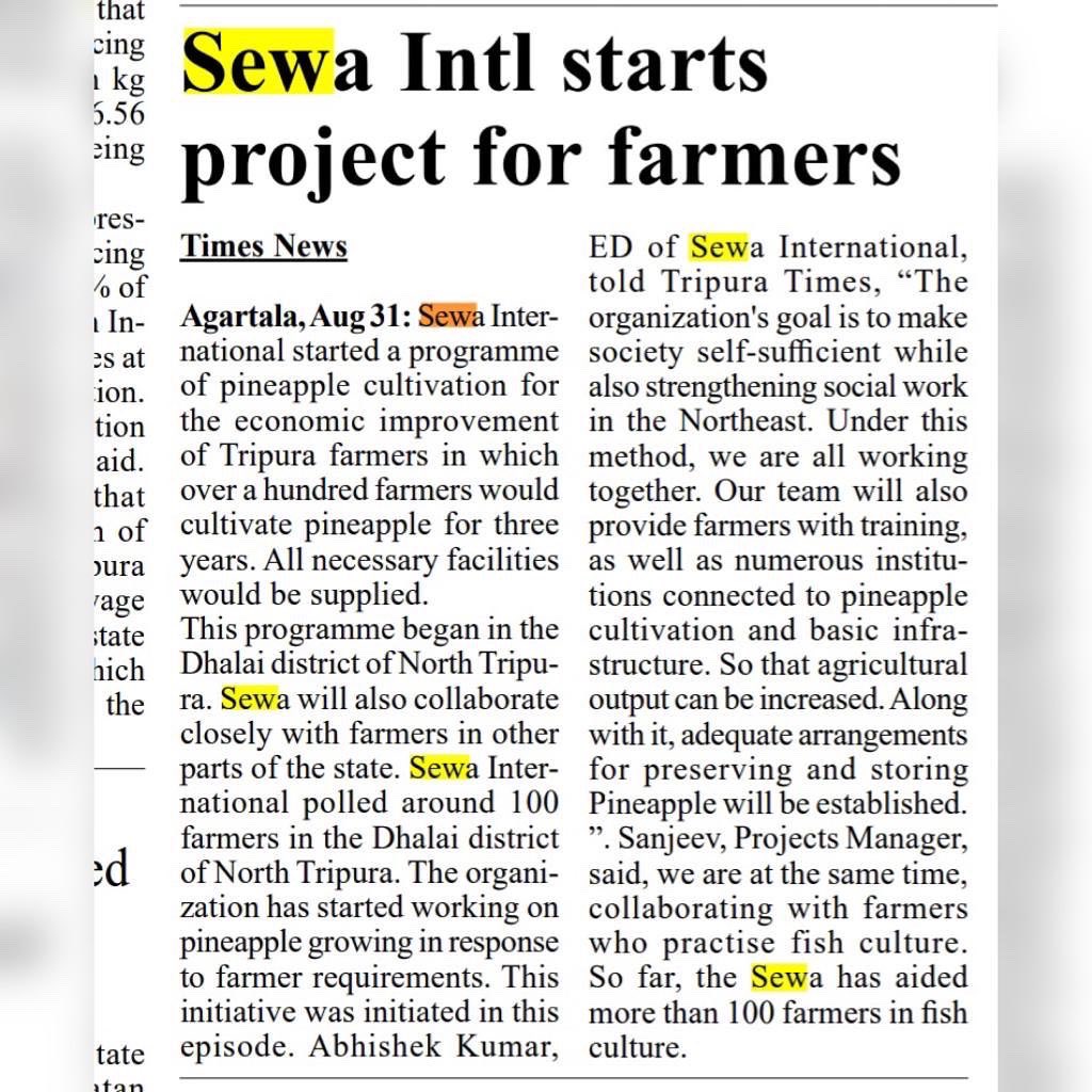 Sewa_Intl's tweet photo. We are marking a new milestone in the journey of Queen #Pineapple farming project as we celebrate 25 years of Sewa.
The "Queen" variety of pineapple from Tripura was accorded the geographical indication (#GI) label.
#SewaInternational #GeographicalIndicator #QueenPineapple https://t.co/OtjwYNYDbR