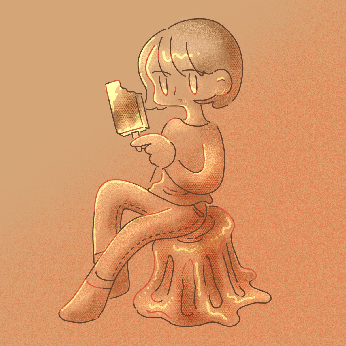 solo sitting food short hair melting pants shoes  illustration images