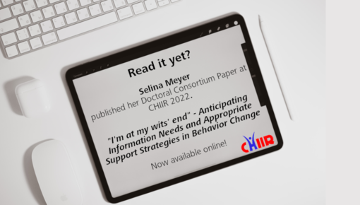 Already read? Our PhD student <a href="/selina_mey/">Selina Meyer</a> published her Doctoral Consortium Paper at #CHIIR2022 as a #ProvocationPaper: "I'm at my wits' end" - Anticipating Information Needs and Appropriate Support Strategies in Behaviour Change. Now available online! dl.acm.org/doi/abs/10.114…