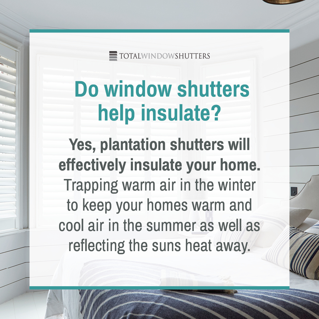 WindowTotal's tweet photo. ❓ Do window shutters help insulate? 

Yes, plantation shutters will effectively insulate your home. Trapping warm air in the winter to keep your homes warm and cool air in the summer as well as reflecting the suns heat away. 

The insulation will not only keep your home feel ... https://t.co/Vjeifd2DUO