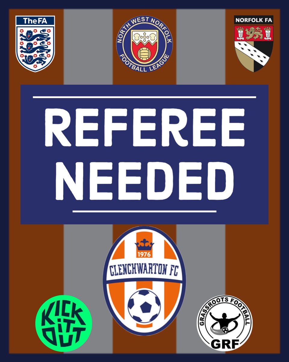 A referee is needed for Saturday at home against Reffley, please give us a message if you can help!🧡⚽️