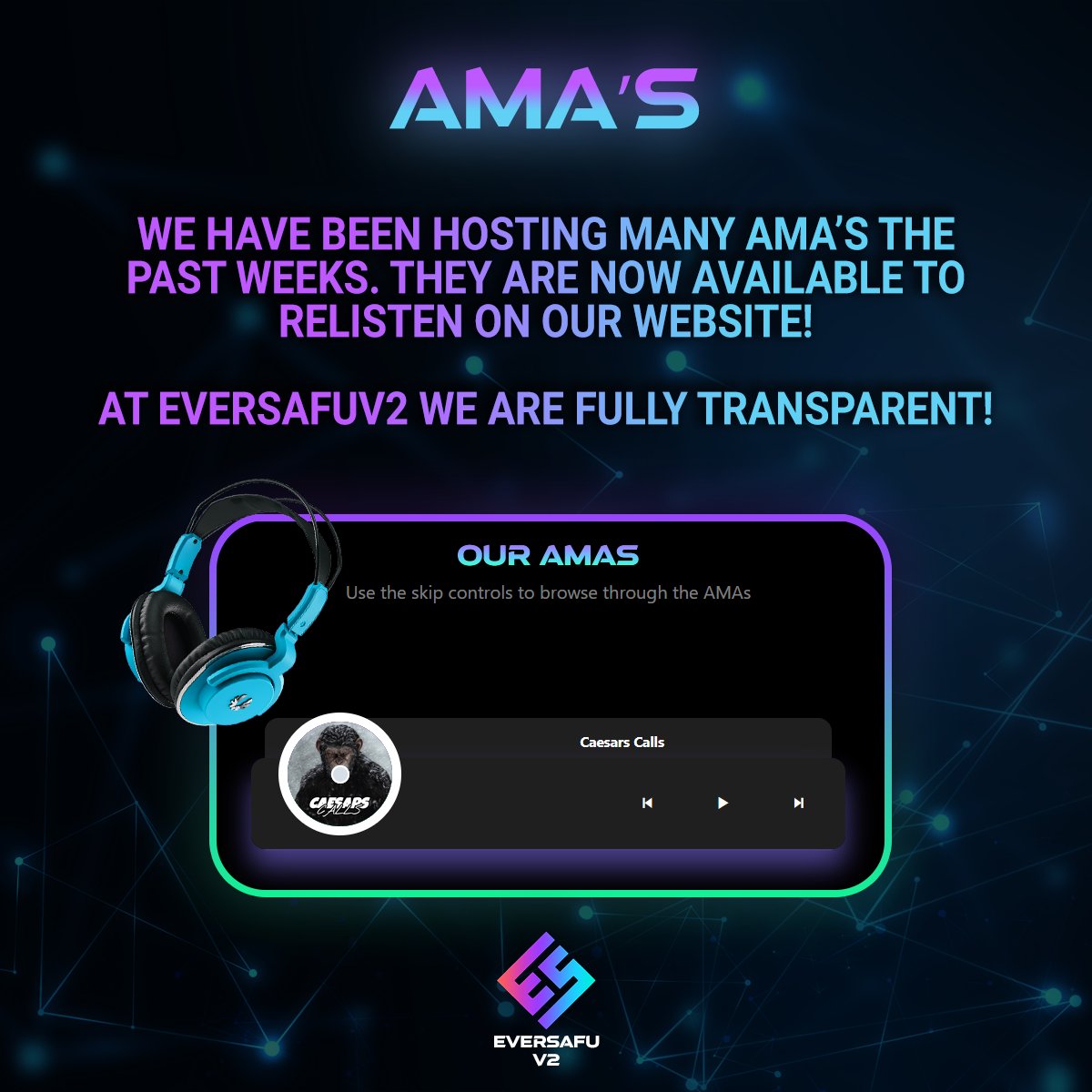 InDefiWeTrustt's tweet photo. 🎙️Missed an AMA and quickly want to relisten?
🎙️New to the project and want to hear what its all about?
🎙️Want to introduce your friends to #ES2?
➡️We got you, we record our AMA's and post them on our website https://t.co/q6XcWVPMEP listen back whenever and wherever you want to! https://t.co/CEFAqiuABY