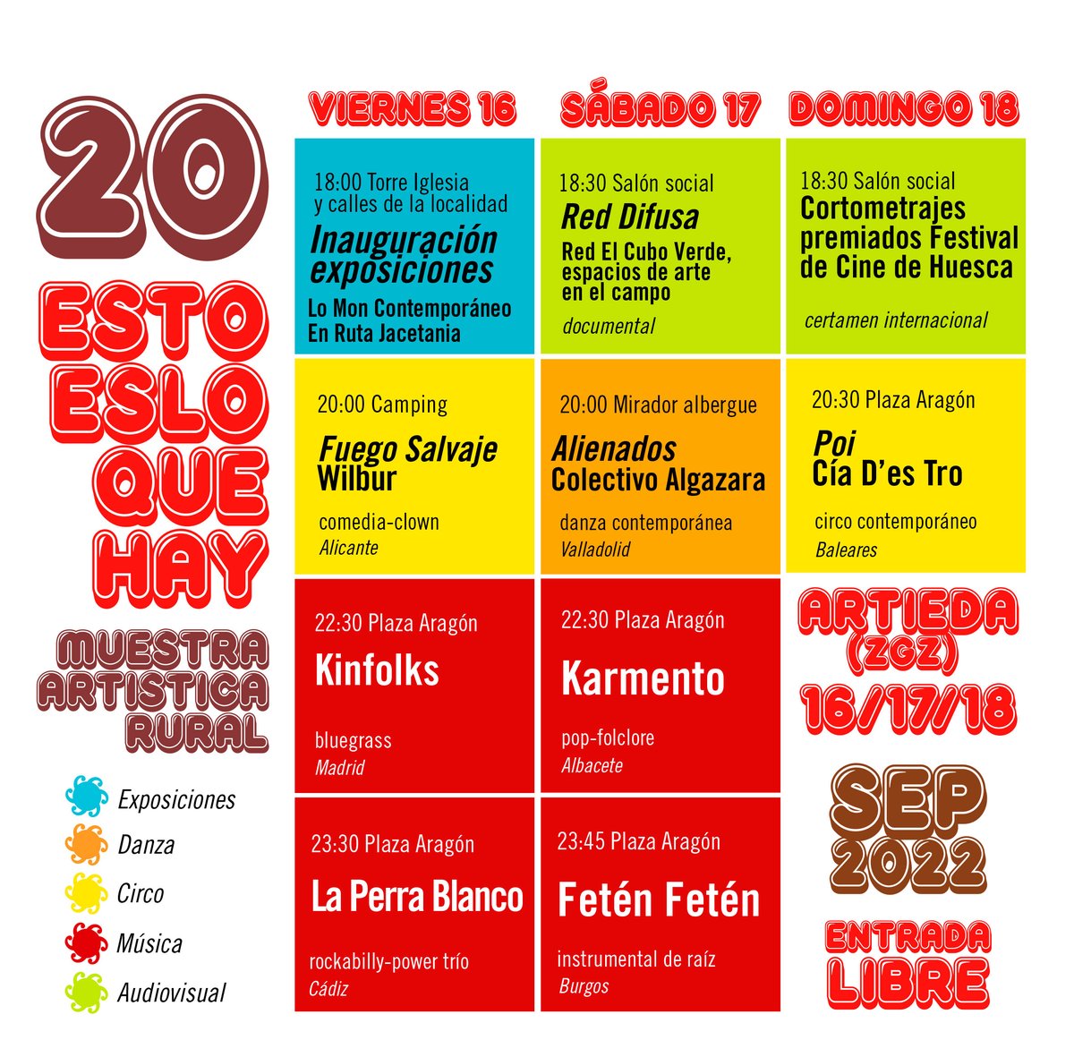 📯¡Ya está disponible en nuestra web
~ estoesloquehay.com ~ la programación completa de la 20ª edición de 'Estoesloquehay' en 📍Artieda (Zaragoza), en la comarca de la Jacetania! 📯
🎉 𝟐𝟎 𝐚𝐧̃𝐨𝐬 𝐡𝐚𝐜𝐢𝐞𝐧𝐝𝐨 𝐩𝐨𝐬𝐢𝐛𝐥𝐞 𝐮𝐧𝐚 𝐧𝐮𝐞𝐯𝐚 𝐫𝐮𝐫𝐚𝐥𝐢𝐝𝐚𝐝