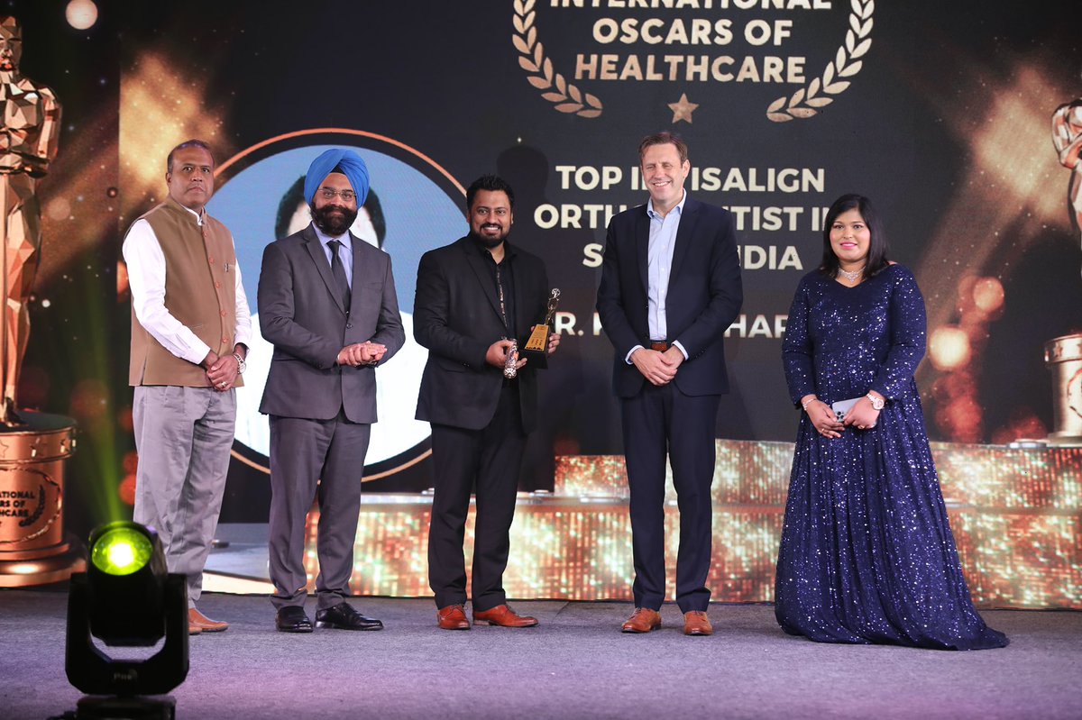 opaldentistry's tweet photo. An absolute honour to receive Top Invisalign Orthodontist in South India from World dental and Oral health congress 2022 from British High commissioner Oliver and Chennai commissioner Gagan deep singh Bedi IAS along with British Mayor Dr.Monica. #iaeawards #britishmayor #award https://t.co/Xzx0tgOsIB