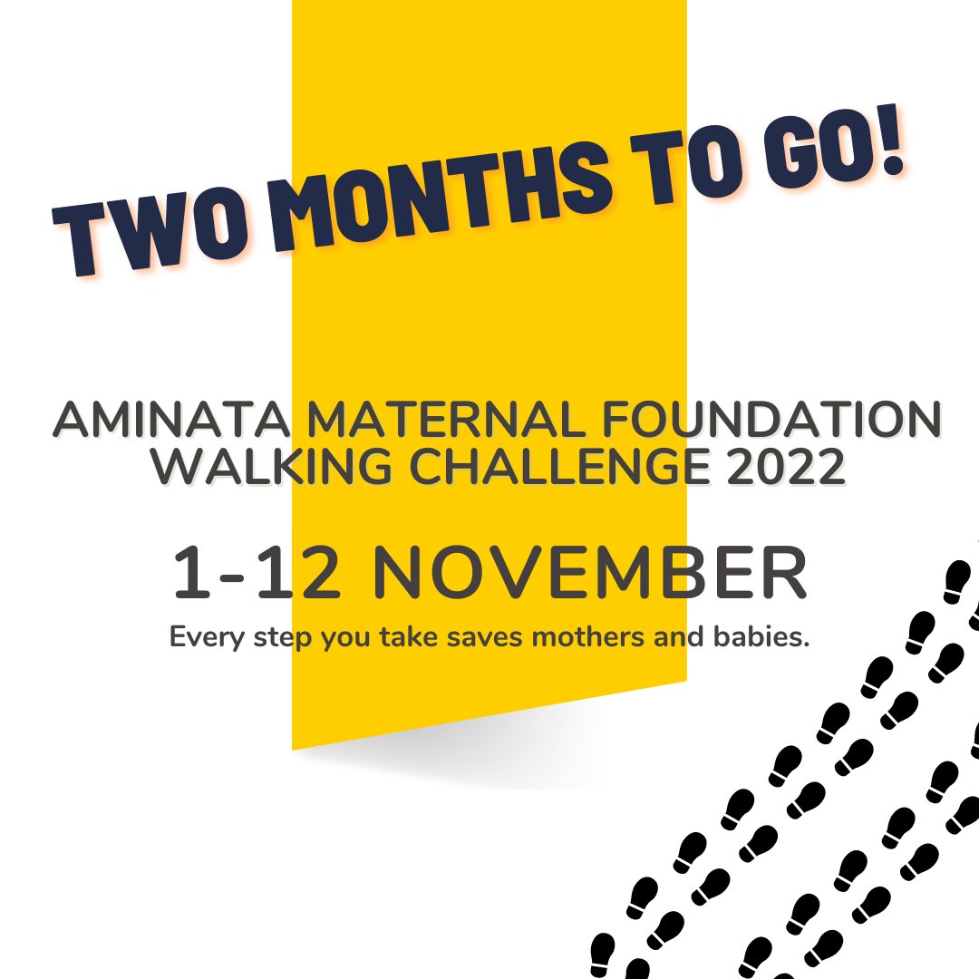 Start warming up... The Aminata Maternal Foundation Walking Challenge 2022 is happening in exactly TWO MONTHS from today! 

We cannot wait to see you there! More details to follow. 👣👣👣

#amfwalkingchallenge2022 #maternalhealth #SierraLeone #mothers #bethechange #hope