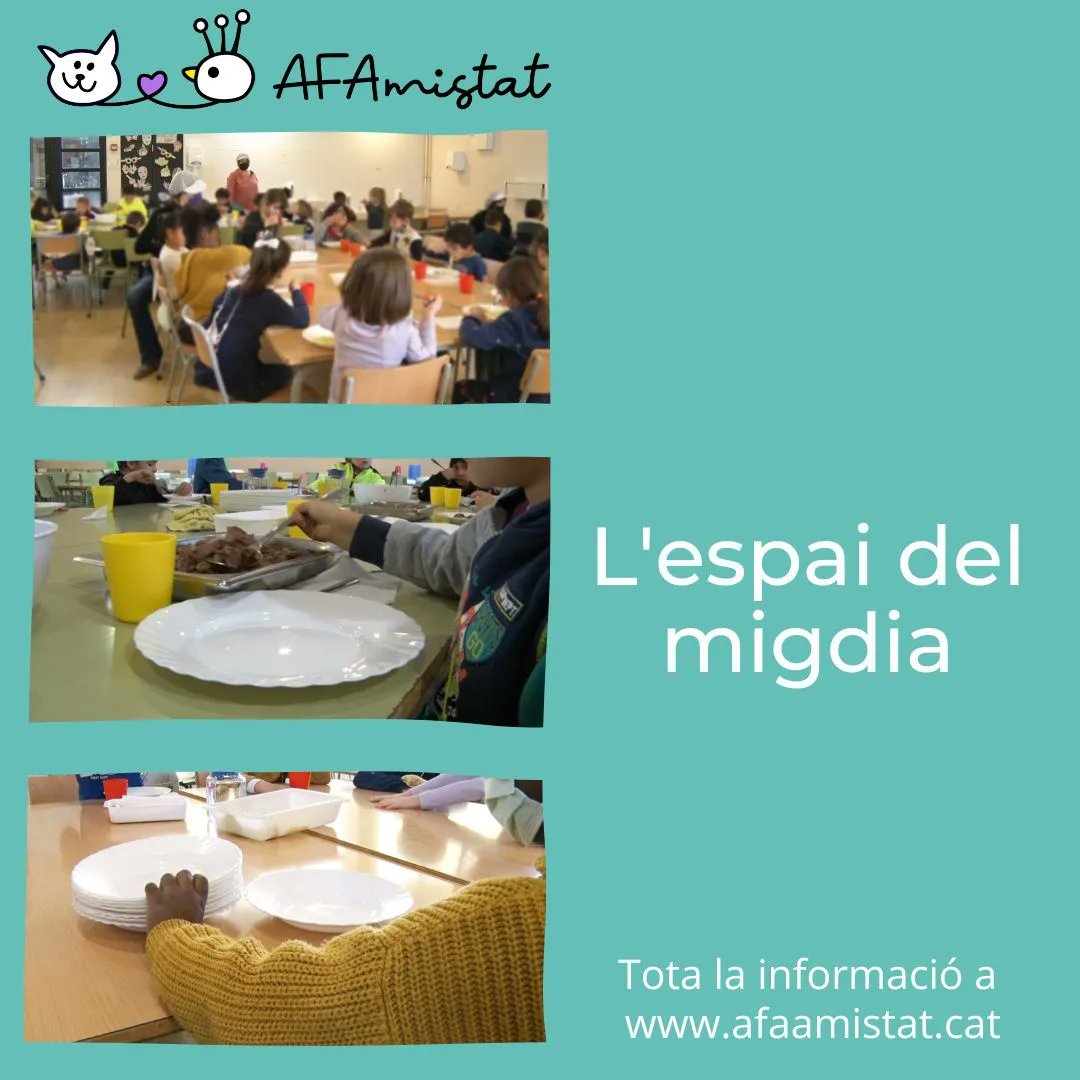 AMPAamistat's tweet photo. Ja tenim l'espai del migdia a punt perquè tots els infants el pugui gaudir aquest curs. Recordeu que per poder fer ús d'aquest servei cal omplir el document que trobareu aquí: https://t.co/DyRZGt1ETT
Més informació a https://t.co/ORZ1drbFuJ https://t.co/P9lRpjpPoR