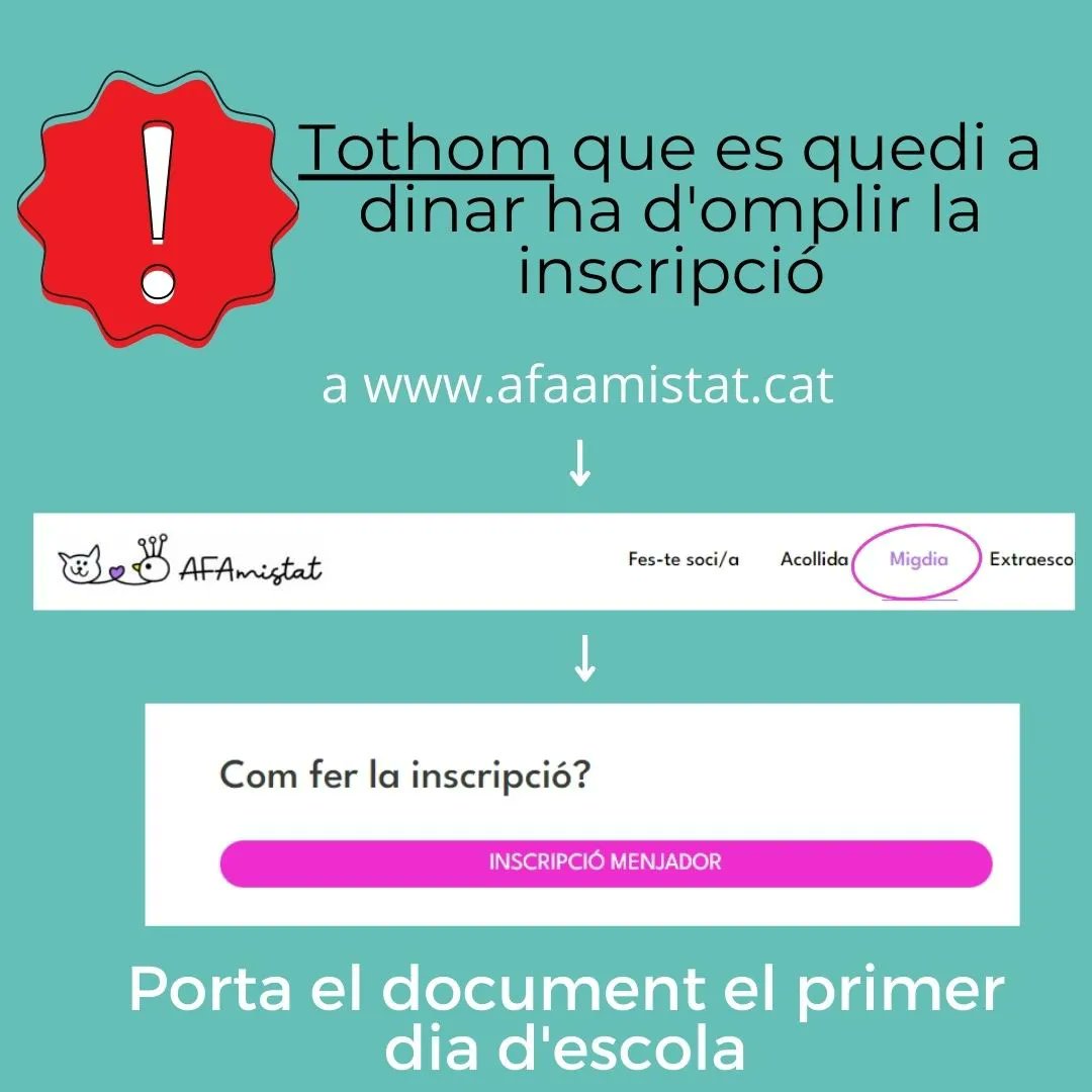AMPAamistat's tweet photo. Ja tenim l'espai del migdia a punt perquè tots els infants el pugui gaudir aquest curs. Recordeu que per poder fer ús d'aquest servei cal omplir el document que trobareu aquí: https://t.co/DyRZGt1ETT
Més informació a https://t.co/ORZ1drbFuJ https://t.co/P9lRpjpPoR