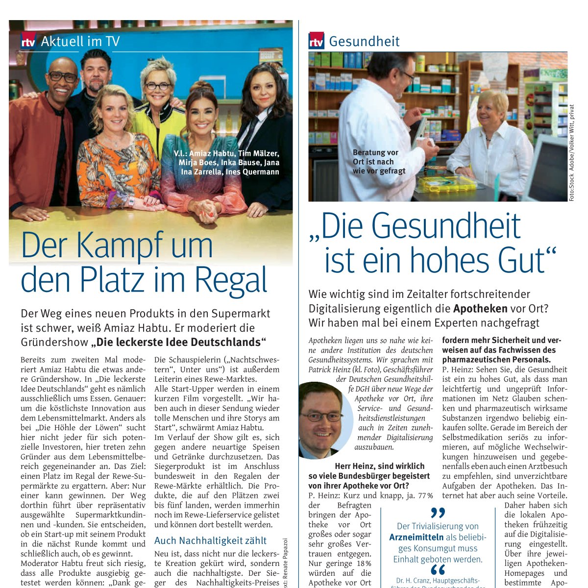 Apotheken vor Ort - Ein unverzichtbarer Bestandteil der flächendeckenden gesundheitlichen Versorgung. Sie sind Zentren fachkundiger und persönlicher Beratung. Wir klären auf - in Print und Online. Zuletzt in der rtv 33-2022 #ApothekeVorOrt #Gesundheit #Apotheken