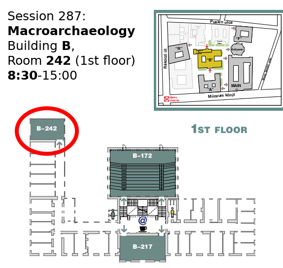 nevromeCS's tweet photo. Tomorrow (Fri, 2.9.) our session on Macroarchaeology #s287 at #EAA2022 will start at 8:30 CEST in building B, Room 242. We are looking forward to an exciting session with talks on theory and case studies 🚀. Please join and discuss this new paradigm with us! 1/14 https://t.co/0Khz2iLOn9