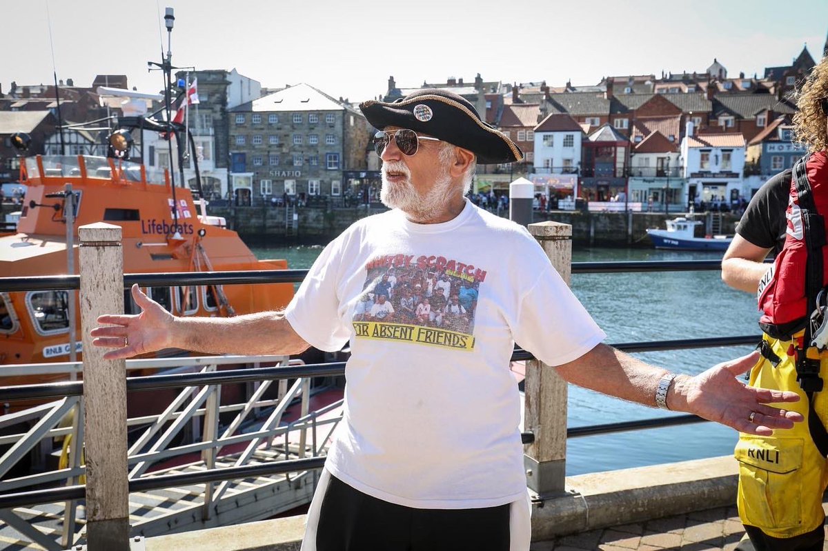 WHITBYRNLI's tweet photo. Ramon Thackwray showing the crew how to begin a traditional Morris dance.. thank you Ramon and Whitby Sratch Morris for your donation of £173.09 to the RNLI.
#whitbyfolkweek #folkweek #rnli #lifeboat #lifeboatcrew #whitbylifeboat https://t.co/8xlgmM8XQ7