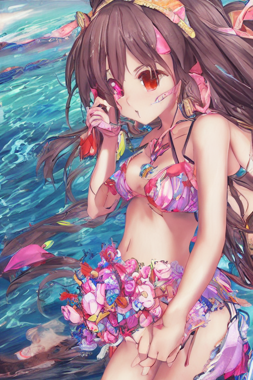 trinsama's tweet photo. .@opoxint 『Idols, anime-style oil-paintings, cute-girls wearing bold-bikini, detailed-drawing』 https://t.co/luXNMyGUzf