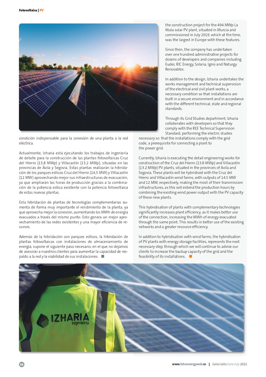 Este mes, en la revista FuturEnergy hablamos del crecimiento nacional de la energía solar #fotovoltaica y del sector de sus servicios de ingeniería asociados, ¡no te lo pierdas el artículo completo! #energiasrenovables #izharia