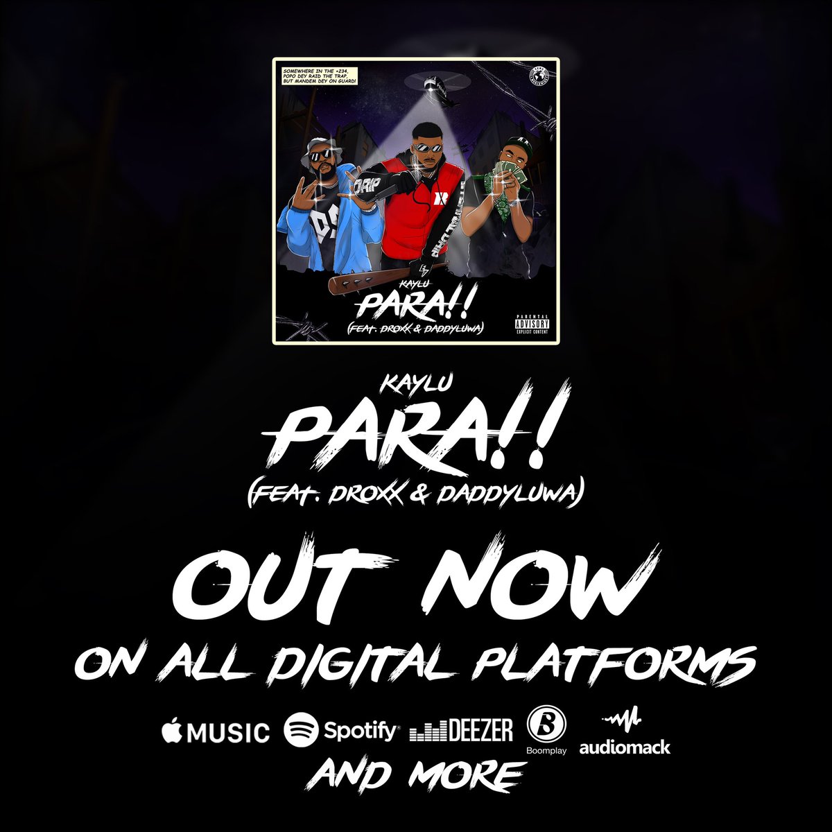 Kaylu2Hard's tweet photo. My new song #PARA ft @daddyluwa &amp; @DROXX_OFFICIALL is out now on all platforms. Stream and share aggressively #PARA 😤🔥
https://t.co/SoQaKCGMVf https://t.co/6OOfrWfrz9