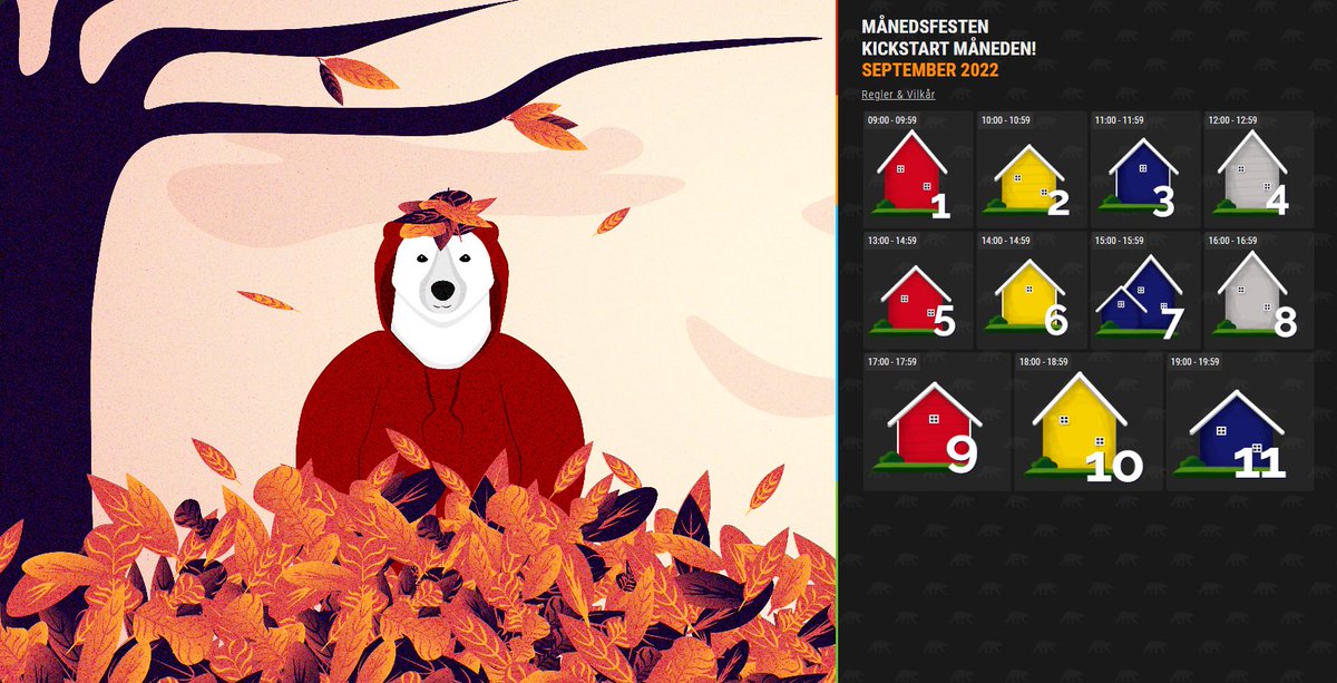 1. september betyr ny Månedsfest 🍁

Luke 1 er allerede åpen, så klikk deg inn og se hva som skjuler seg bak 💸

✔️ ❤️
✔️ Har du tatt del i Månedsfesten før?

Gir ut valgfri bonus til noen som svarer 💶

coolbet.com/no/manedsfesten