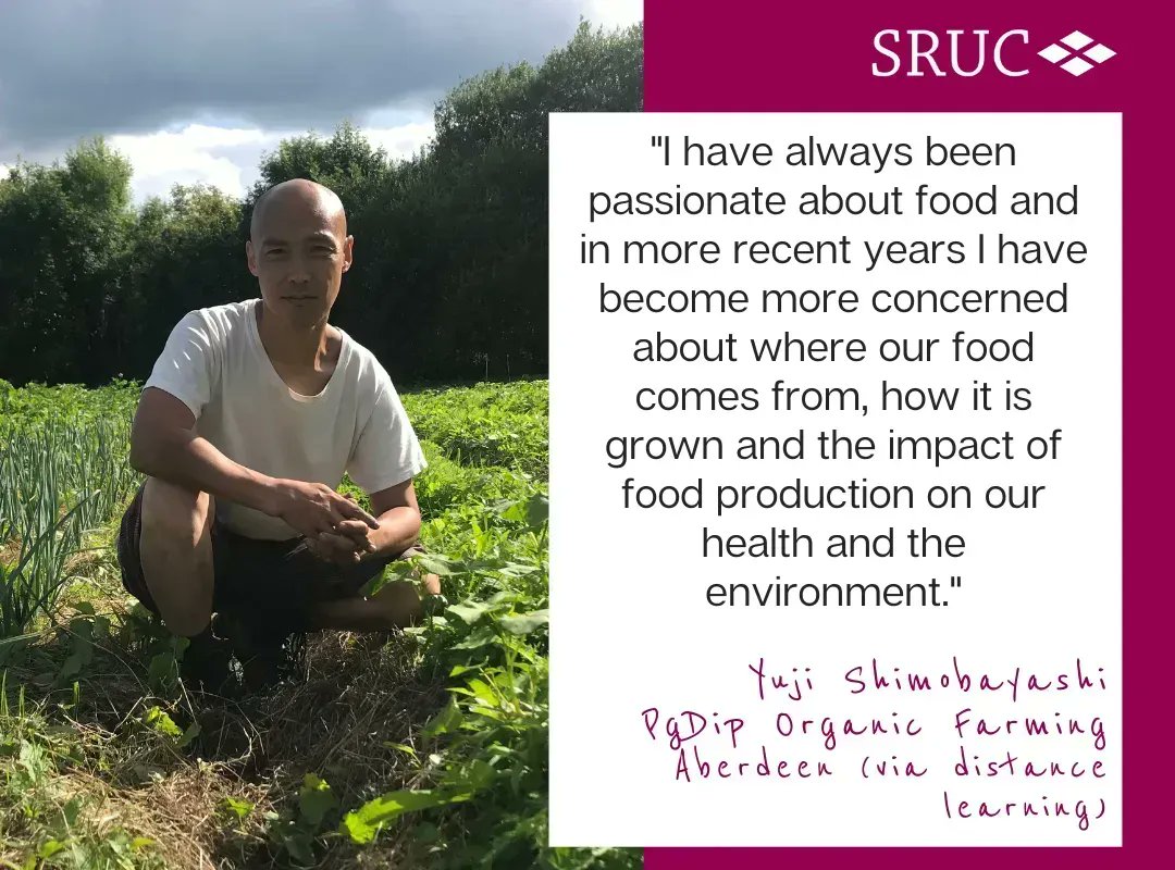 SRUC's tweet photo. After moving to Ireland from Japan in 2008, Yuji Shimobayashi worked in food production before deciding to study Organic Farming at SRUC via distance learning. He's now planning to do a Masters degree and manage a new horticulture site. #SRUCGraduation https://t.co/bmEhCHm1n3