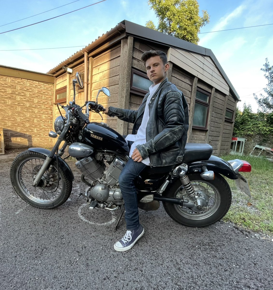 PTAOS_Youth's tweet photo. “Here he is folks, the leader of the plaque”
Meet Logan Phillips who is playing Orin Scrivello DDS, the sadistic, motorbike riding dentist - get your tickets at https://t.co/6Na23LA7k0. Motorbike credit: Evil Pablos Art https://t.co/UmeYiPXcKj