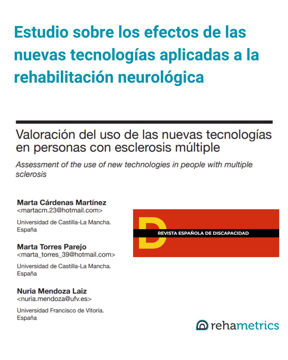 Mejora del equilibrio y la coordinación en pacientes con esclerosis múltiple gracias a Rehametrics 👏🏻👏🏻

rehametrics.com/rehabilitacion…

#Rehabilitacion #fisioterapia #neurologia #neuro