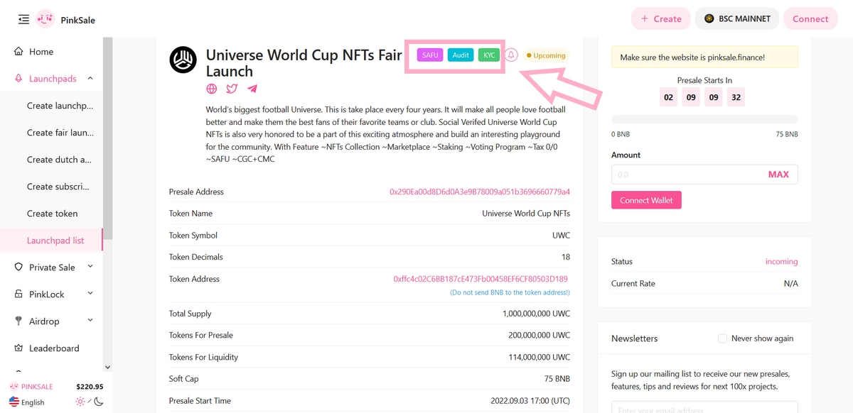 pinkecosystem's tweet photo. ✅ Well done to the  @worldcupnft_ team on fulfilling all the necessities to be granted a #Safu badge.

👉 Working with one of our trusted developers is mandatory for a Safu badge.

🚀 Check them out below:

https://t.co/0nAFdBZ5K3

#BSC #BNB #Crypto #Eth #Fairlaunch #Pinksale https://t.co/3aw98C9XjE
