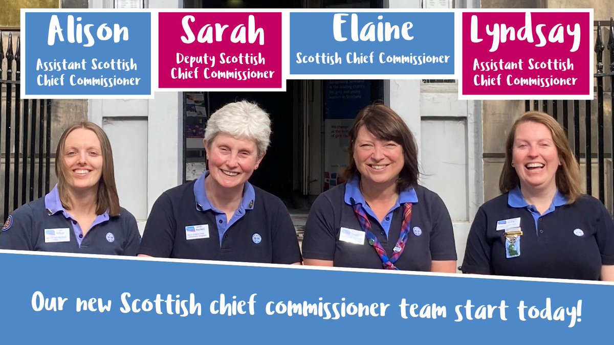 🙋🏻‍♀️ Our new Scottish Chief Commissioner Elaine and her team officially start their roles today! Join us in wishing Elaine, Deputy Scottish Chief Commissioner Sarah, and Assistant Scottish Chief Commissioners Lyndsay &amp; Alison all the best as they begin this exciting new chapter 👏🏻