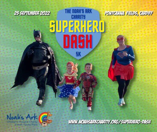 Superheroes assemble…in Pontcanna Fields! The Heath’s @noahsarkcharity is holding its first ever 5K #SuperheroDash on 25 September. There’ll be a Heroes Village with entertainment, food and music too. Info: noahsarkcharity.org/superhero-dash