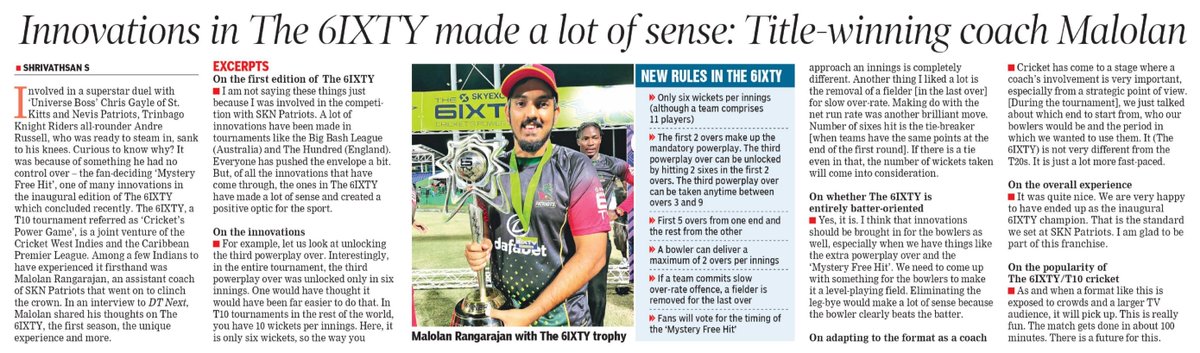 Shrivathsan S (@shrivathsan1437) on Twitter photo Spoke to title-winning <a href="/sknpatriots/">SKNPatriots</a> assistant coach <a href="/malolanr/">Malolan Rangarajan</a> about the <a href="/6ixtycricket/">THE 6IXTY</a>, a joint venture of the Cricket West Indies and the Caribbean Premier League. Spoke to title-winning <a href="/sknpatriots/">SKNPatriots</a> assistant coach <a href="/malolanr/">Malolan Rangarajan</a> about the <a href="/6ixtycricket/">THE 6IXTY</a>, a joint venture of the Cricket West Indies and the Caribbean Premier League.