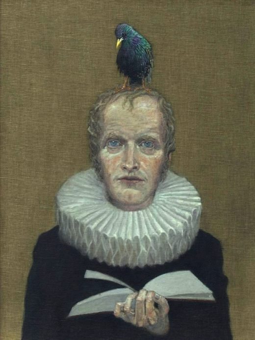 CONFUSIONS IN TIME AND SPACE. Oil on raw linen. John Clare the Elizabethan. During prolonged periods of mental illness Clare at times believed himself to be Shakespeare....at others Byron