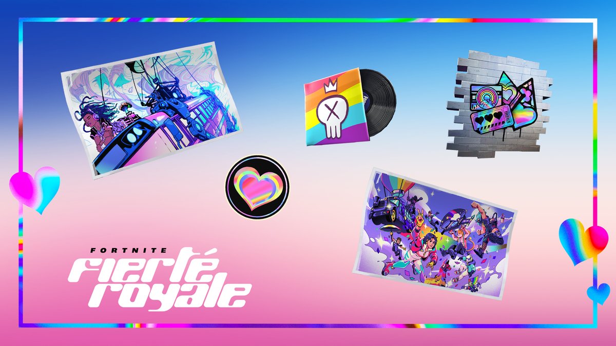 FortniteFR's tweet photo. Fierté Royale est dans la boutique 🌈

Récupérer des récompenses gratuites, l'emote Arc du bonheur, Fierté de s'affirmer, et bien plus encore ! https://t.co/5TFV7hJudS