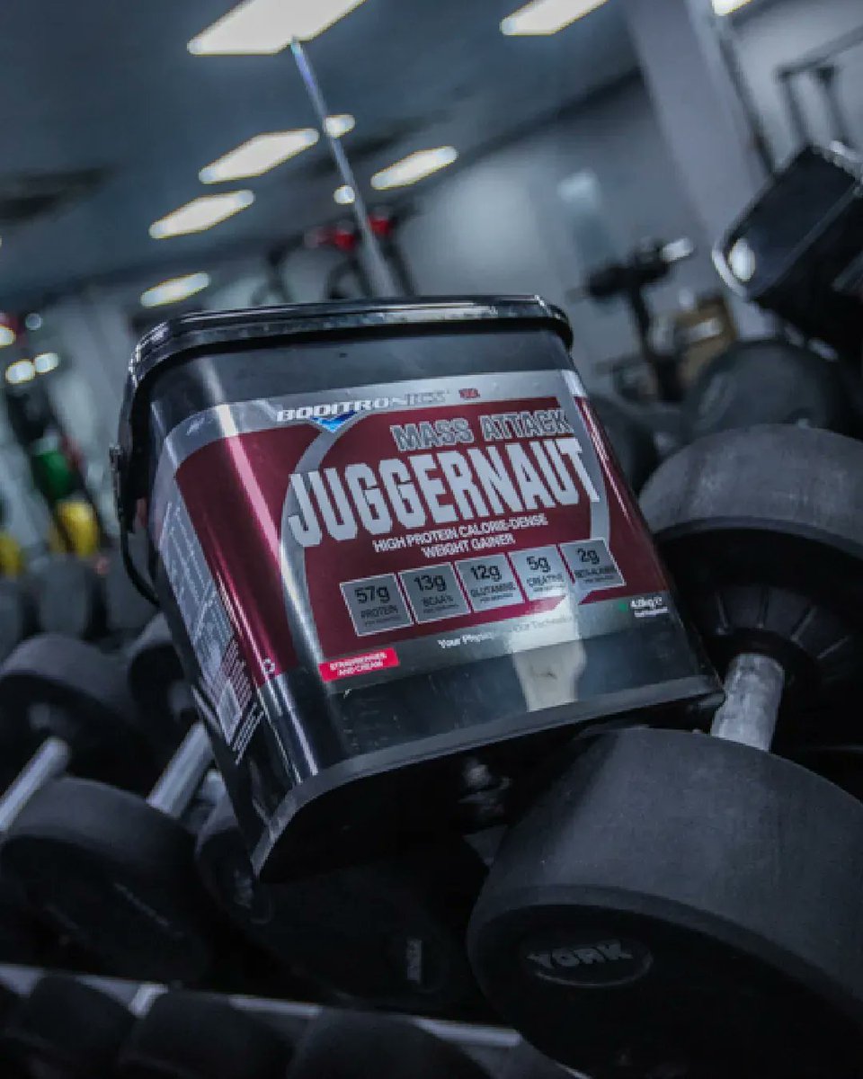 BoditronicsLTD's tweet photo. Mass Attack Juggernaut is a product designed for serious athletes and anyone looking to gain weight naturally. 

An all-in-one power, strength and growth stack that supports muscle recovery and growth. https://t.co/33cEz7qCUc