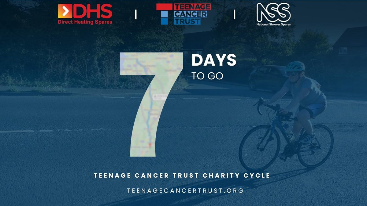 One week until the <a href="/TeenageCancer/">Teenage Cancer Trust</a> charity ride begins!

Follow us for updates throughout the journey🚲