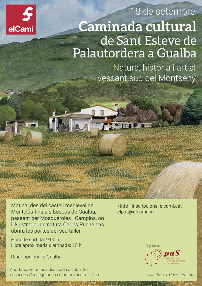 MagneticMarke's tweet photo. Inscripcions obertes de la caminada pel #Montseny el 18 de setembre! Amb visita al taller de l'il·lustrador de natura @CarlesPuche Inscripcions a: https://t.co/9dayvuCRt3
#senderismecultural #elcami
@aj_santestevep @gualbainfo https://t.co/cFduCkMtYS