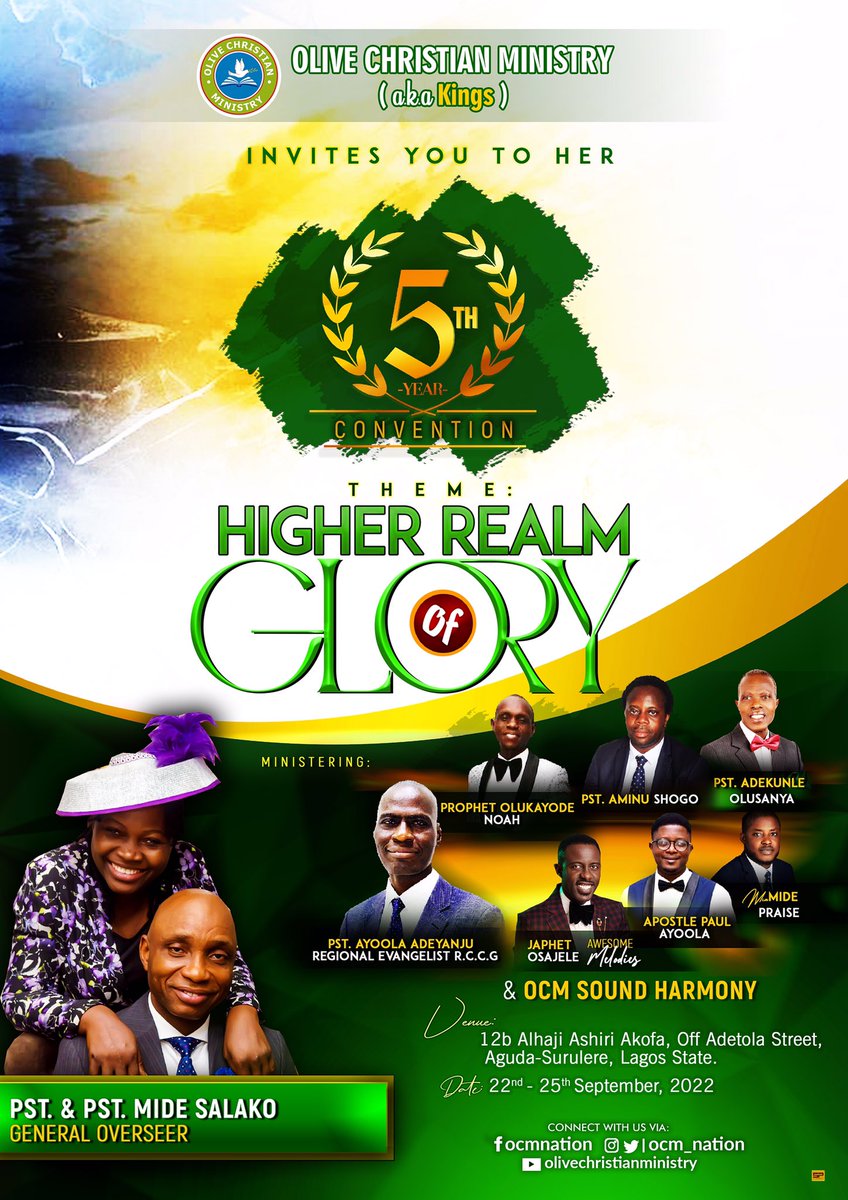 OCM_NATION's tweet photo. Glory!!!!!!! Itβs time to experience a divine touch from the Master Physician.
#olive #convention #anniversary #kings #theword #ocm_nation #freshspring #daily #devotional #FSDD #gracetoovertake #2022 https://t.co/xnC1w8MlXf