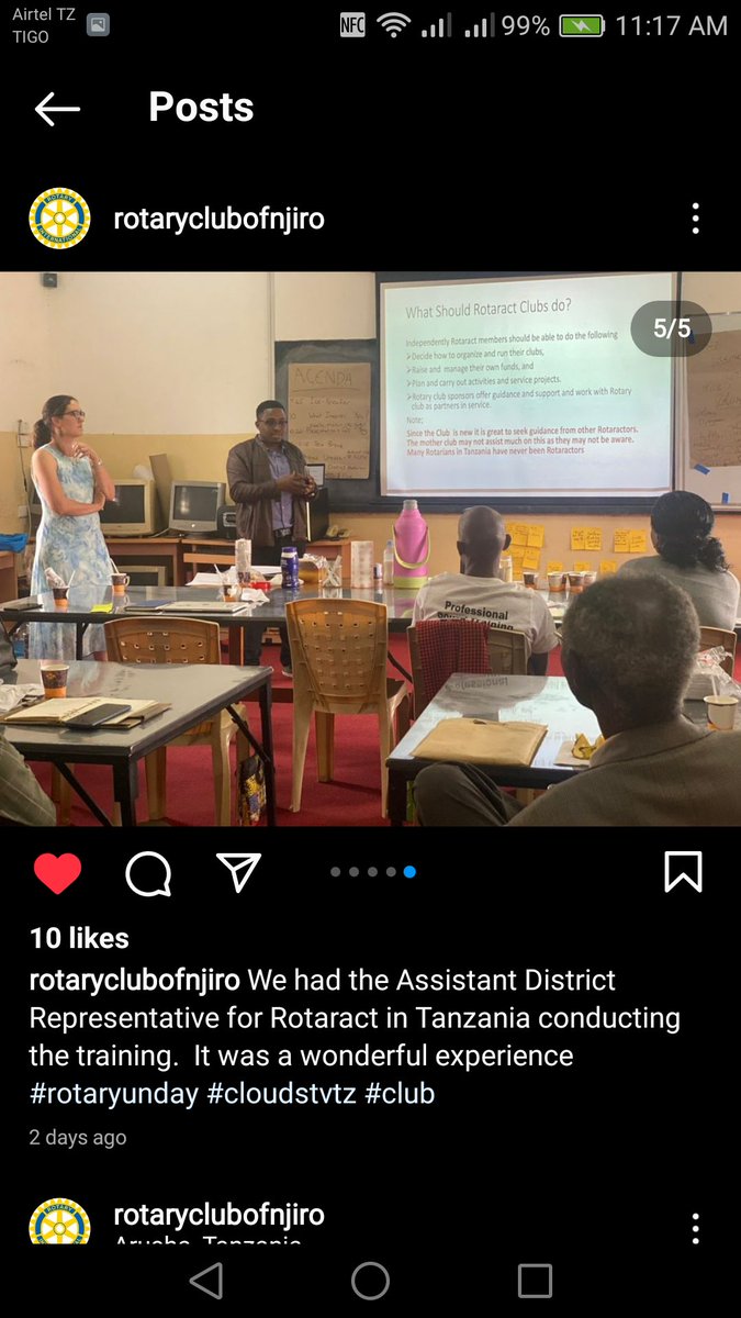 NjiroRc's tweet photo. Assistant District Representative for Rotaract's in Tanzania Conducting a training for Rotary club of njiro members and Rotaracts. https://t.co/18ExAPjkFg